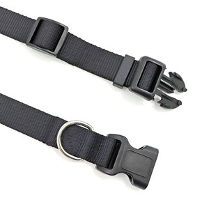Adjustable Nylon <b>Dog</b> <b>Collar</b> Solid Black Buckle Closure Simple Style All Seasons for <b>Dogs</b> - Product Image 3
