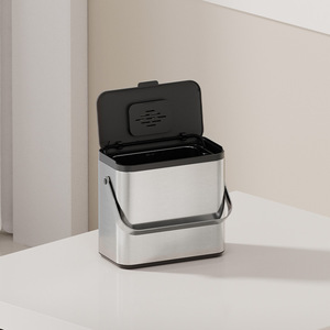 Poubelle de cuisine rectangulaire en acier inoxydable avec couvercle, à suspendre sur porte d'armoire, pour usage intérieur - Product Image 3