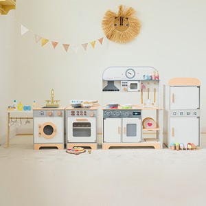 Jouets de cuisine en bois blanc pour enfants : four, réfrigérateur, machine à laver – Jeu d'imitation en gros - Product Image 4