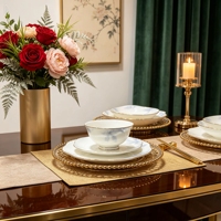 Service de vaisselle de luxe en porcelaine fine, assiettes en céramique de haute qualité, prix d'usine, logo personnalisé, pour la vente en gros