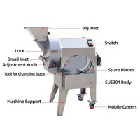 Bestverkochte elektrische snijmachine voor aardappelen, uien, komkommers, wortelen, wortelgroenten, fruit en groentechips.