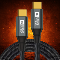 Kabel Video Audio Transfer Data tipe-c, kabel pengisian daya cepat, layar UHD 8K 60hz 20Gbps, USB 3.2 Gen 2 100W 20V 5A, TERBARU