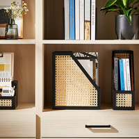 Vente en gros de classeurs de magazines en bois et rotin pour bureau Organisateur de classeurs en bois Boîte de rangement en papier A4