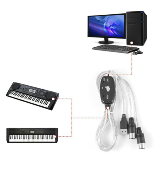 MIDI Cable Electronic Keyboard USB Adapter Piano Music Editing Cable MIDI to USB Cable Electronic Drum Connection Cable