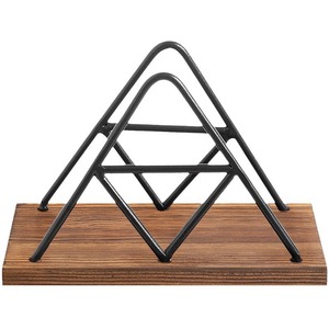 Porte-mouchoirs triangulaire simple en bois, porte-serviettes moderne de style chinois en acier inoxydable pour cafés et restaurants. - Product Image 5