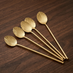 Handcrafted Leaf Design Metal <b>Cocktail</b> <b>Stirrer</b> Gold Polished <b>Cocktail</b> Spoons For <b>Cocktail</b> Mixing Bar Supplies items Barware Tool - Product Image 1