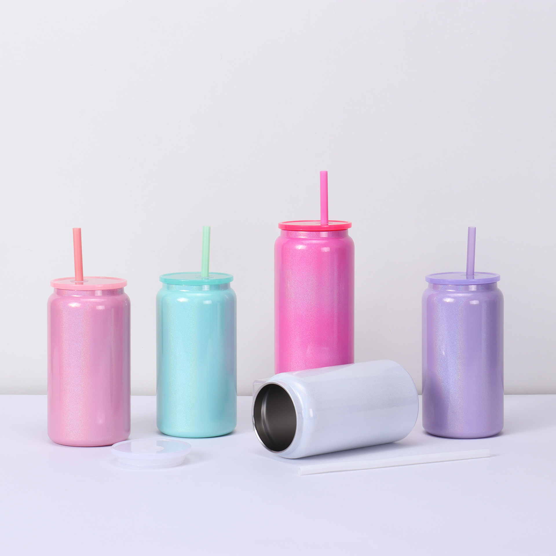 Candy Macaron Colored 16oz Thermos Vacuum Insulated Can Cups Glitter  Stainless Steel Cola Can Cups 16oz Metal Soda Cans Tumblers| Alibaba.com