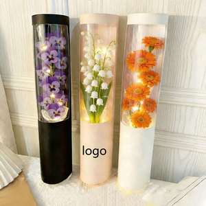 Eco-Friendly Handmade Soap Rose Bouquet <b>Tube</b> Box Gold Foil Matt Lamination White <b>LED</b> Lights-Holiday Gift for Mother's Day - Product Image 2