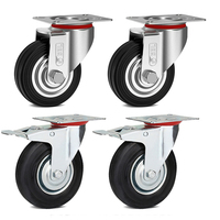 Roues industrielles à roulettes fixes et pivotantes avec frein pour chariots et bacs à déchets, en caoutchouc, 3, 4, 5, 6 pouces