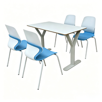 Ensemble de table et chaises de salle à manger en plastique, durable, écologique, design minimaliste, 4 places, facile à nettoyer, couleurs personnalisables, hôpitaux