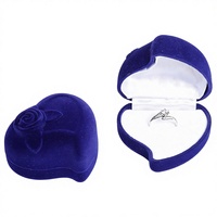 Harga Pabrik Grosir Kotak Kemasan Perhiasan Mini Beludru Bentuk Hati Persegi Panjang Portabel untuk Cincin Tunggal/Cincin Ganda, Lamaran Pernikahan