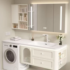 Eco-Friendly French-style <strong>Vintage</strong> <strong>Bathroom</strong> <strong>Cabinet</strong> with Integrated Ceramic Basin <strong>Bathroom</strong> Sink with Washing Machine <strong>Cabinet</strong> - Product Image 2
