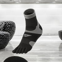 Chaussettes Injinji d'hiver respirantes en nylon pour hommes et femmes, à cinq doigts, noires, décontractées, longues, pour le sport, vente en gros sur mesure