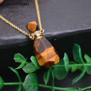 Collar difusor de Aroma facetado de piedras preciosas naturales con <span class=keywords><strong>Mini</strong></span> botella de Perfume Cadena de eslabones colgantes de piedra para aniversario - Product Image 5