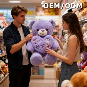 Custom <b>Pink</b> Purple Heart-shaped Teddy <b>Bear</b> Plush Toy love White Beige <b>Bears</b> Stuffed Animal Dolls Valentine's Day Large Pillow - Product Image 3