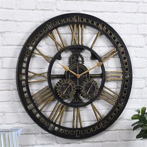 นาฬิกาติดผนังสไตล์อุตสาหกรรมโอเรียนเต็ลขนาดใหญ่,นาฬิกาแขวนผนังไม้เกียร์หมุนสำหรับบ้านคาเฟ่บาร์คลับ - Product Image 2