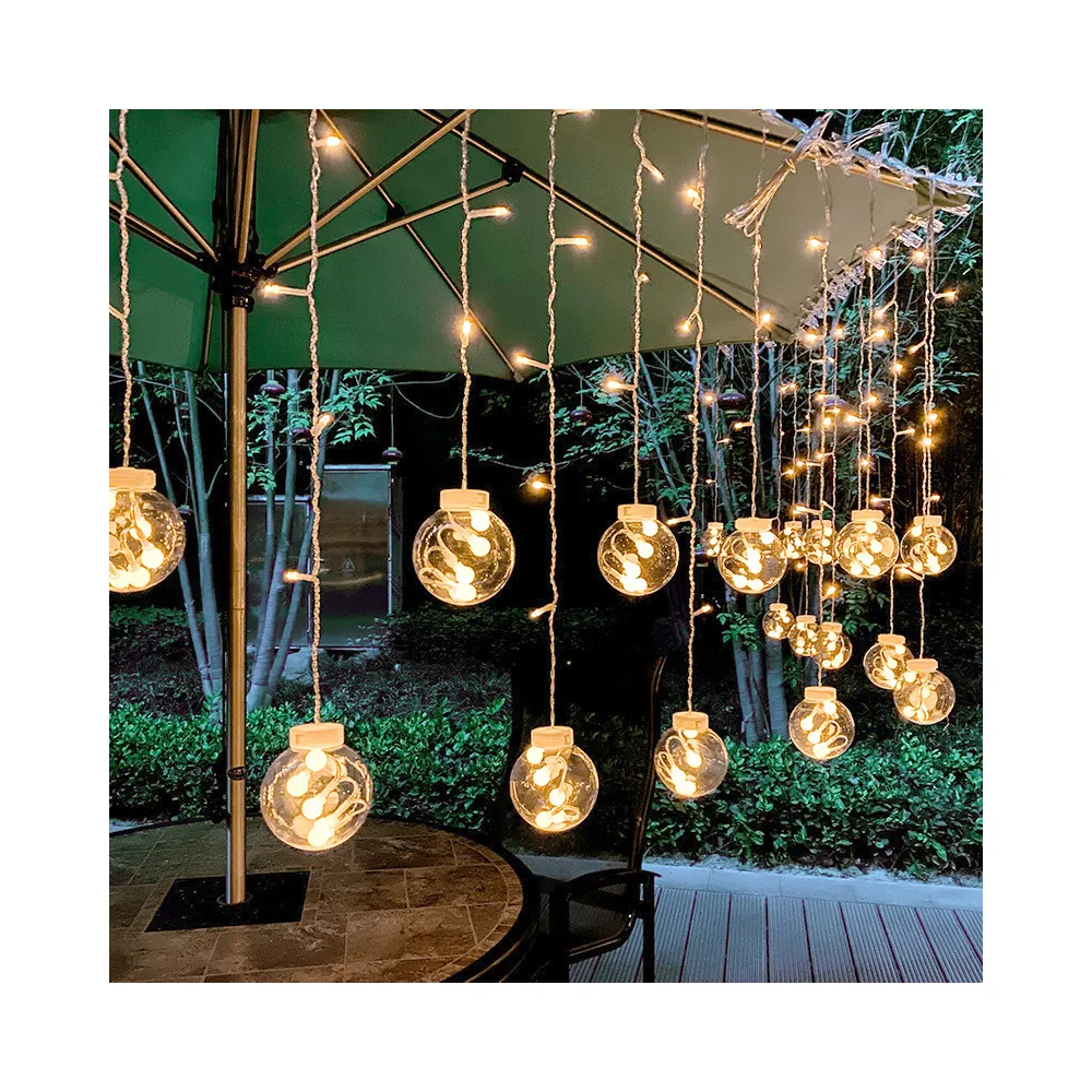 LED solar wishing ball curtain lamp outdoor waterproof string lights balcony garden decoration hanging lights
