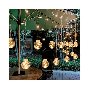 Lampe de rideau boule solaire à LED pour l'extérieur guirlandes lumineuses étanches pour balcon décoration de jardin suspensions