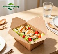Boîte à salade et sandwich en papier kraft brun recyclé, emballage alimentaire de qualité alimentaire, impression par estampage, vente chaude