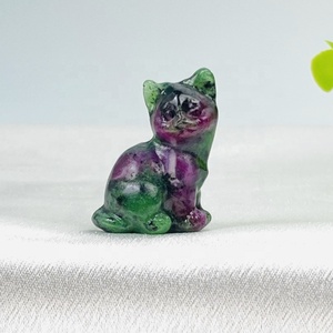 Ukiran Kucing Kristal Alami yang Indah dari Obsidian Merah, Lepidolit, dan Pirit, Ukiran Tangan untuk Hadiah dan Dekorasi - Product Image 3