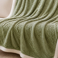 Couverture en polaire jacquard de luxe moderne, double face, épaisse et chaude, vert sauge, réversible, douce et moelleuse, pour canapé, lit, maison