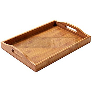 Plateau de service rectangulaire en bois artisanal avec poignées, idéal pour le petit-déjeuner, la table basse, la salle à manger, la décoration intérieure et le service. - Product Image 2