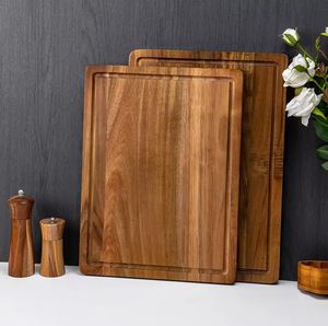 Tagliere di legno di Acacia di grandi dimensioni con scanalature di succo per la preparazione dei pasti in cucina cibo all'aperto che serve formaggio tritare - Product Image 2