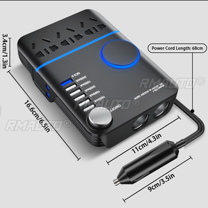 อินเวอร์เตอร์ในรถยนต์ 200W 12V/24V เป็น 220V อะแดปเตอร์แปลงไฟจากที่จุดบุหรี่ พร้อม QC 3.0 ช่องเสียบ USB 5 ช่อง ชาร์จเร็ว - Product Image 6