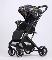 Poussette bébé haut de gamme à poignée réversible, modèle en acier inoxydable, dossier réglable, grand panier de rangement