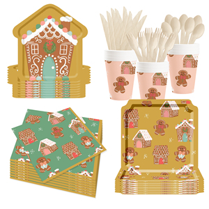 Juego de Vajilla Personalizado DAMAI con Forma de Árbol de Navidad, Juego de Platos y Vasos de Papel con Diseño de Cascanueces Navideño - Product Image 1