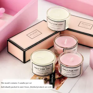 High End Holiday 2Pcs/set Elegant Romantic Pink Glass Jar Scented Soy Wax Scented Candle With Gift Box For Home Air Freshener