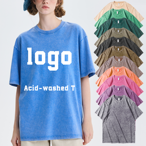 Camiseta de Manga Corta Unisex con Cuello Redondo, 100% Algodón Tejido, Estilo Oversize, Lavado Ácido, Vintage, Desgastada, Personalizable con Logotipo - Product Image 1