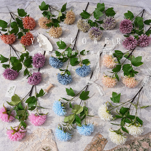 Bouquet de fleurs artificielles en soie à 3 têtes de chrysanthèmes, idéal pour la décoration de mariage et de la maison - Product Image 1