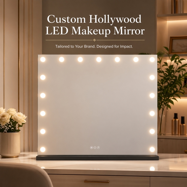 2026 Dressing Table Adjustable Brightness Touch Screen Square Led Makeup Mirror Metal Mirror With Lights Bulb