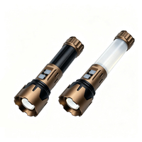 Lampe torche tactique 2100lm, portée 800m, rechargeable, en alliage d'aluminium, double interrupteur, lanterne COB, batterie externe USB C, camping