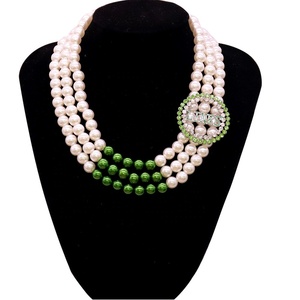 Colliers multi-rangs en perles blanches et vertes, nouveau design, sororité 1946, liens Inc, pour cadeau - Product Image 1