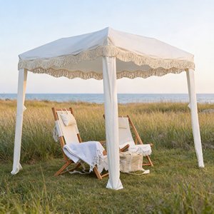 Conjunto de <span class=keywords><strong>Playa</strong></span> Bohemio Personalizado, Sostenible, con Certificación FSC, Tumbona de Madera de Teca Plegable con Sombrilla de Flecos, Muebles de Exterior para - Product Image 6