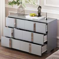 Commode élégante et moderne avec pieds en métal, armoire de rangement miroir à 6 tiroirs, écologique et durable pour la chambre à coucher