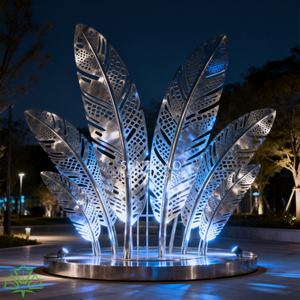 ประติมากรรมขนนกสแตนเลส SENZHAO พร้อมไฟ LED ตกแต่งสวนสาธารณะและลานกิจกรรม - Product Image 2
