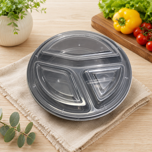 Contenedor de Alimentos Desechable HACAMY, Redondo, de Plástico PP, con 3 Compartimentos y Tapa Hermética a Prueba de Fugas para Comidas Frescas - Product Image 6