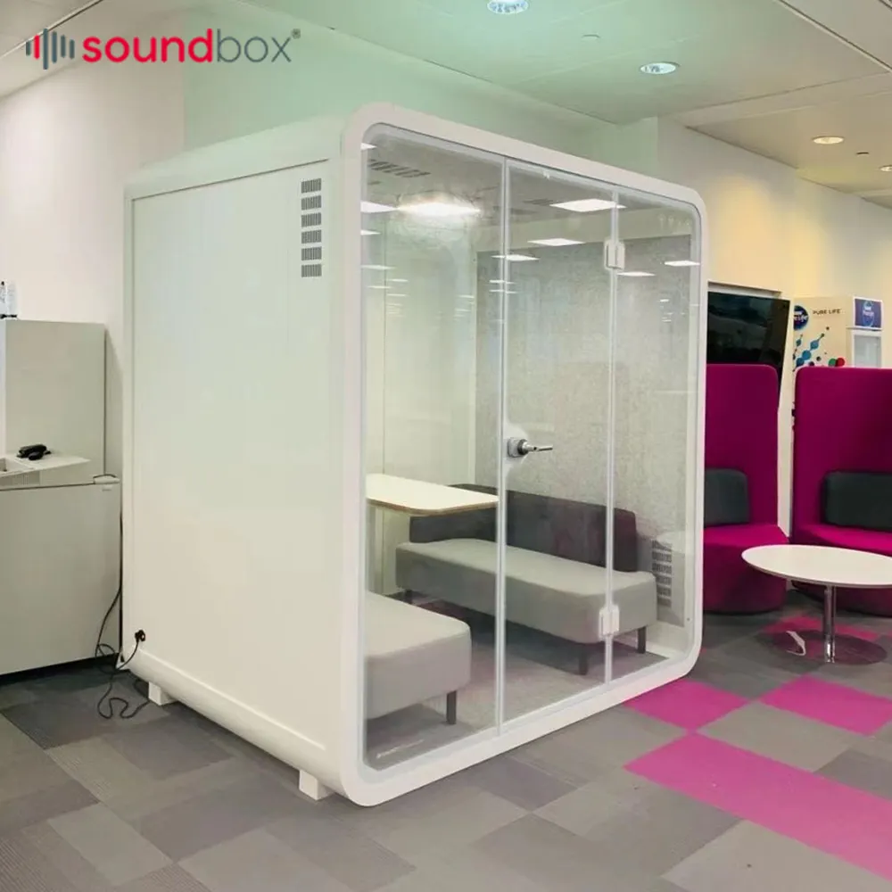 Soundbox Movable Sound Proof Acoustic Cabine Office Soundproof Booth Private Meeting Pod 2 to 4 Person