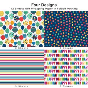 Carta da Regalo per <span class=keywords><strong>Compleanno</strong></span> con Pois e Palloncini Colorati per Ragazzi e Ragazze, <span class=keywords><strong>20</strong></span> x 28 Pollici, per Confezioni Regalo Festive - Product Image 3