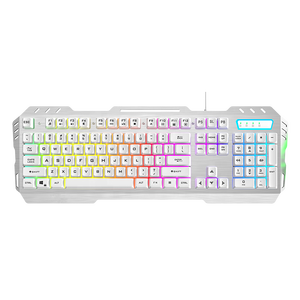 Mới Đến 104 Phím Cầu Vồng Chiếu Sáng Nhôm Top Bìa Siêu Mỏng Chống-Bóng Bóng Có Dây Bàn Phím Màu Đen Giao Diện USB Chơi Game - Product Image 2