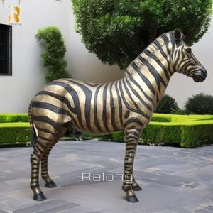 Металлическая скульптура животных в натуральную величину, латунная бронзовая садовая статуя зебры для продажи - Product Image 3