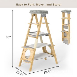 Árbol para Gatos Plegable de Madera Maciza de 4 Niveles con Postes Rascadores para Gatos Medianos - Product Image 5