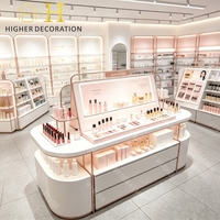 Comptoir de présentation de maquillage personnalisé pour magasin de cosmétiques, présentoir de maquillage, mobilier cosmétique pour vitrine de présentation de cosmétiques