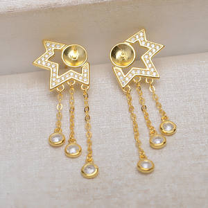 Pendientes de Plata S925 con Corona y 6-7 Perlas, Pendientes Colgantes Finos Personalizados para Mujer, Accesorios DIY con Bandeja Vacía 1073 - Product Image 2