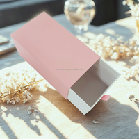 Caja de embalaje de papel extraíble rígida Rosa personalizada con diseño en relieve de cinta Caja de cajón de envío deslizante