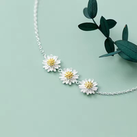 Fine Women Jewelry Bracelet de chaîne à maillons en argent sterling 925 avec trois fleurs de marguerite