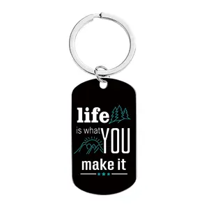 Ywganggu 2024 Newest Black Sales Stainless Steel Metal Key Chains Color Printed Mountaineering Inspirational Sports Keychain